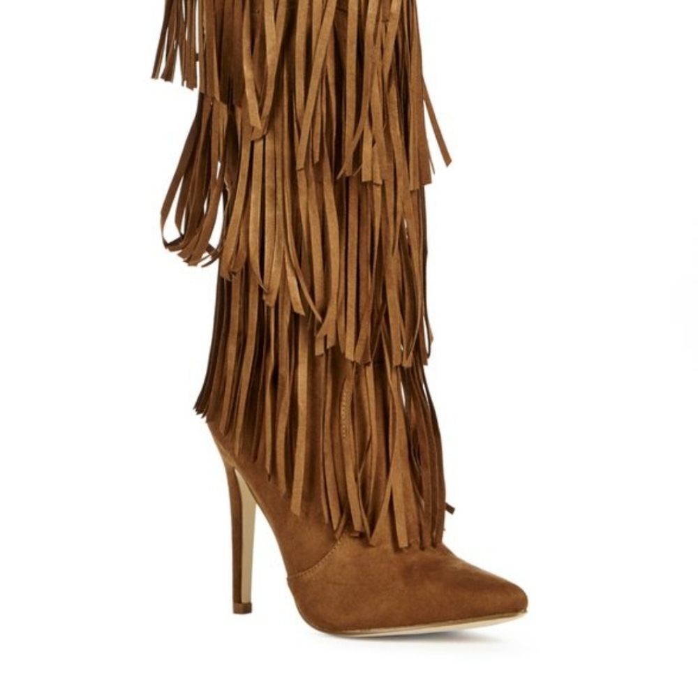 Reggie Cognac Fringe Boot